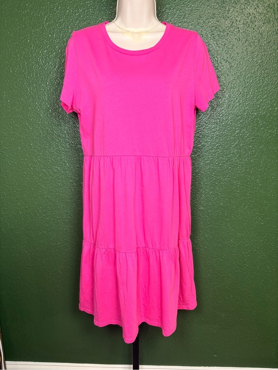 J. Crew Dresses & Skirts - J Crew tiered ruffled t shirt dress in pink size small